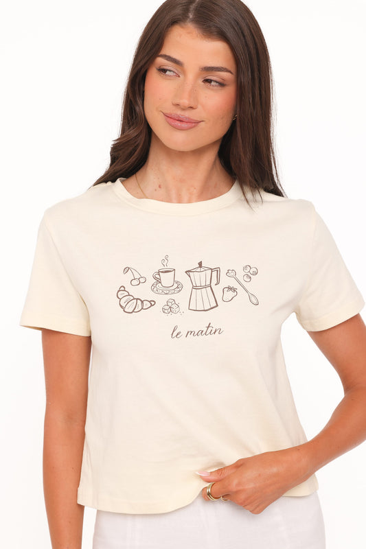 Camelia Graphic Tee - Cream