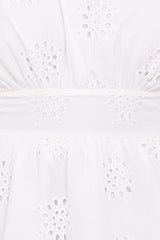 Carmel Tie Back Tunic Top - White Embroidery
