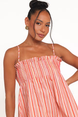 Carson Pleated Top - Peach Stripe