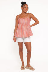 Carson Pleated Top - Peach Stripe