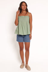 Carson Pleated Top - Sage Green