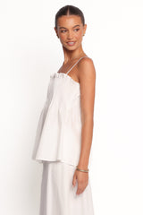 Carson Pleated Top - White