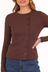 Cass Long Sleeve Top - Chocolate Brown