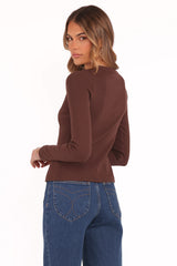 Cass Long Sleeve Top - Chocolate Brown