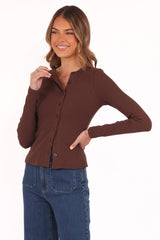 Cass Long Sleeve Top - Chocolate Brown