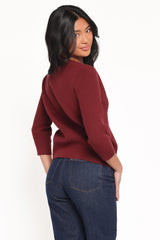 Cataline Button Front Top - Wine