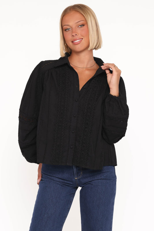 Catania Lace Inset Top - Black
