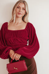 Ceppia Plisse Top - Burgundy