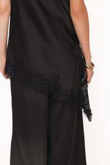 Clara Asymmetrical Lace Top - Black