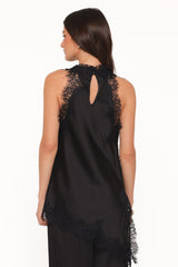 Clara Asymmetrical Lace Top - Black