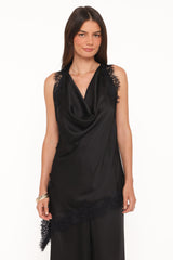 Clara Asymmetrical Lace Top - Black