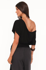 Clarke Off The Shoulder Tie Top - Black