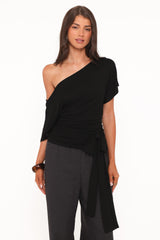 Clarke Off The Shoulder Tie Top - Black