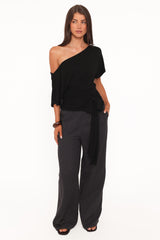 Clarke Off The Shoulder Tie Top - Black