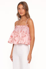 Cosima Baby Doll Top - Rose Pink Floral