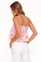 Cosima Baby Doll Top - Rose Pink Floral