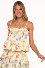 Cosima Baby Doll Top - Yellow Floral