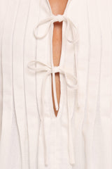 Delia Pleat Tie Top - White