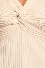 Demi Twist Detail Knit Top - Cream