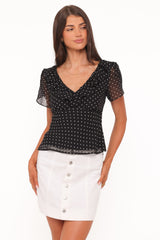 Dorado Top - Black/White Polkadot