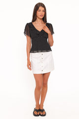 Dorado Top - Black/White Polkadot