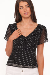 Dorado Top - Black/White Polkadot