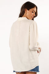 Dylan Long Sleeve Button Up Top - White
