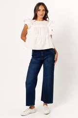 Elaine Ruffle Top - Off White