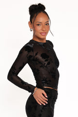 Elani Velvet Burnout Top - Black