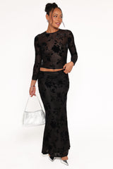 Elani Velvet Burnout Top - Black