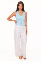 Emmeline Twist Front Top - Pale Blue