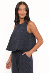 Enda Top - Navy White Stripe