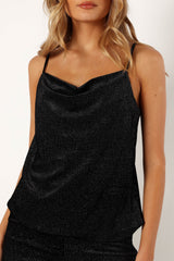 Ensley Velvet Shimmer Top - Black