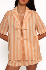 Essie Tie Front Shirt - Terracotta Stripe