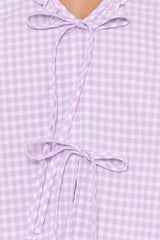 Fainche Front Tie Top - Lilac Gingham