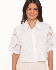 Fidelma Cropped Shirt - White