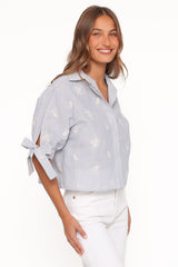 Floriana Tie Sleeve Shirt - Blue Stripe