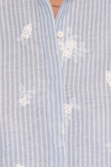 Floriana Tie Sleeve Shirt - Blue Stripe