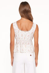 Gail Top - White Vintage Floral