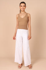 Gemma V Neck Tank Top - Camel