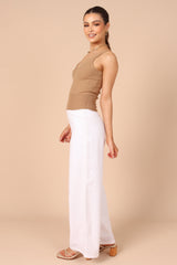 Gemma V Neck Tank Top - Camel