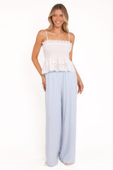 Gretal Smocked Eyelet Top - White