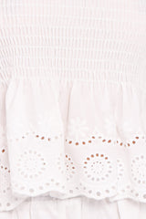 Gretal Smocked Eyelet Top - White