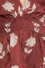 Griffin Peplum Blouse - Brown Floral