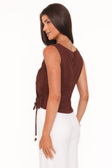 Heloise Side Tie Top - Dark Brown