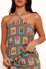 Henri Halter Top - Olive Print