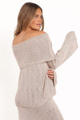 Indya Off Shoulder Top - Oatmeal