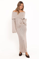 Indya Off Shoulder Top - Oatmeal