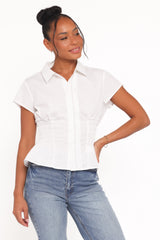 Ione Peplum Shirt - White