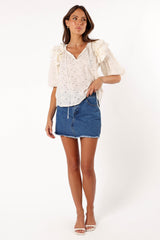 Iris Ruffled Top - Cream